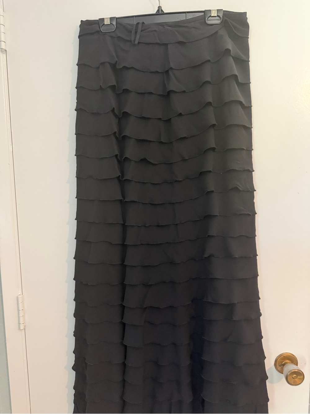 Silk J. Petermann Black Tiered Ruffle Maxi Skirt